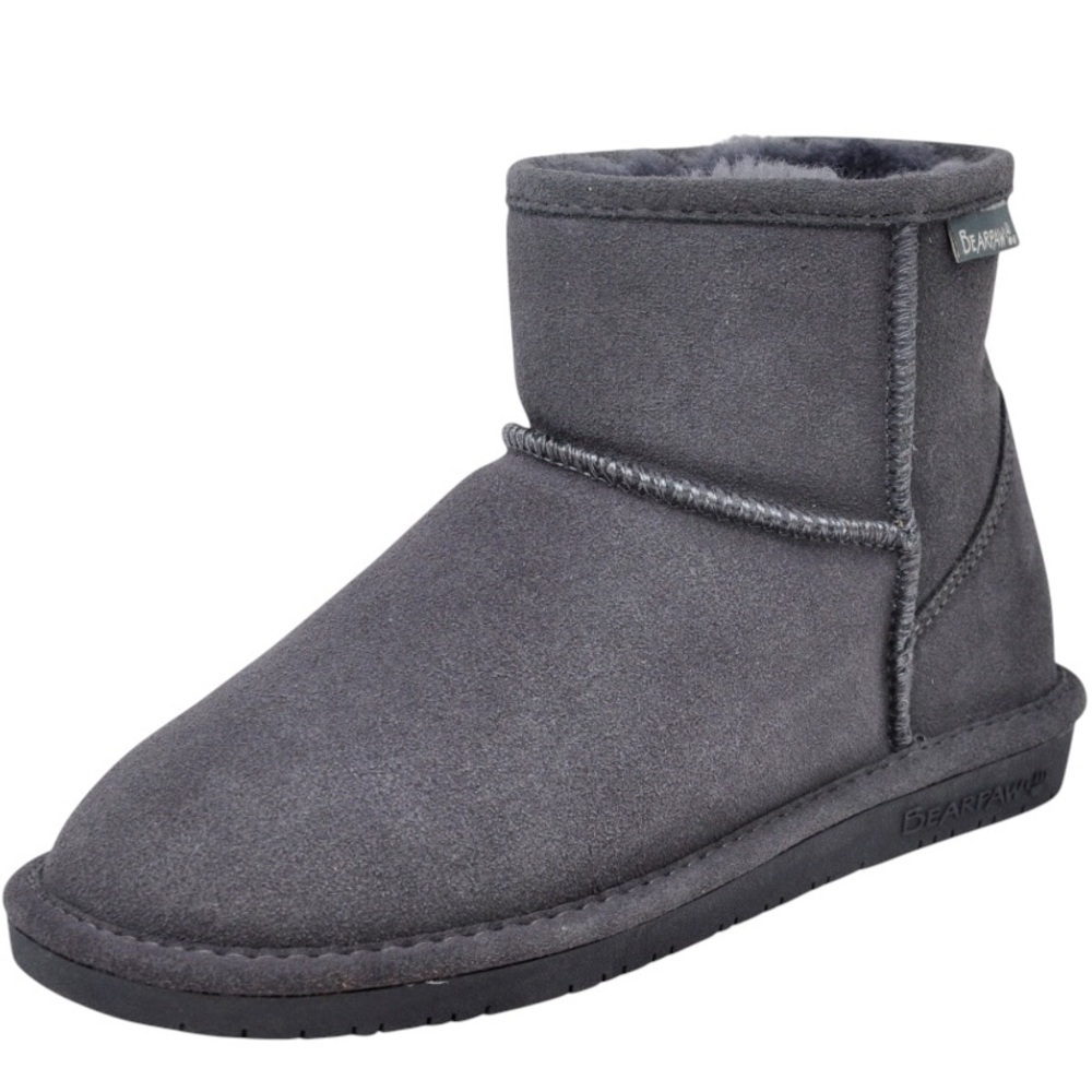 BEARPAW Demi Gray suede leather & sherpa sherpa wool Fall Winter Boot half boot